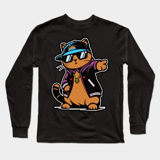 Cool Orange Cat, Ginger Cat Hiphop Lifestyle Design Long Sleeve T-Shirt